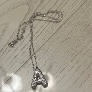 Silver Initial 'A' Pendant Necklace